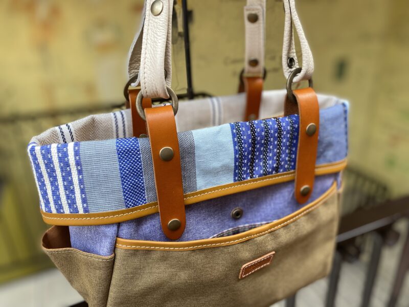フランス製綿ST × ナイロン × 牛革 トート