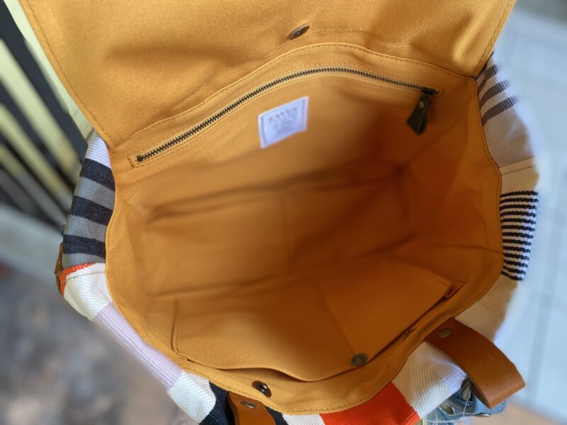 フランス製綿ST × ナイロン × 牛革 トート