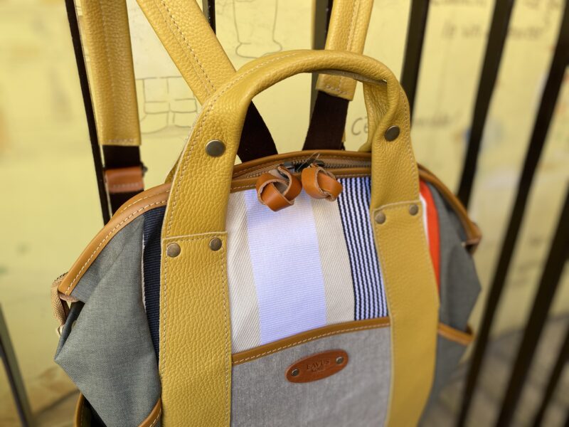 フランスコットン ×ナイロン×イタリアレザー リュック