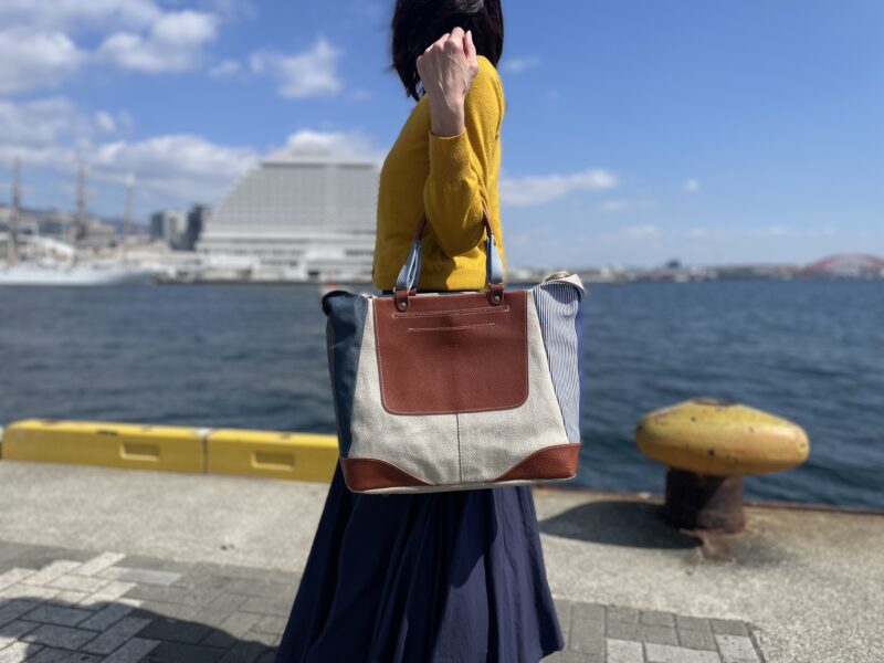 イタリアタンニンレザー×フランスコットン×リネン 4WAY