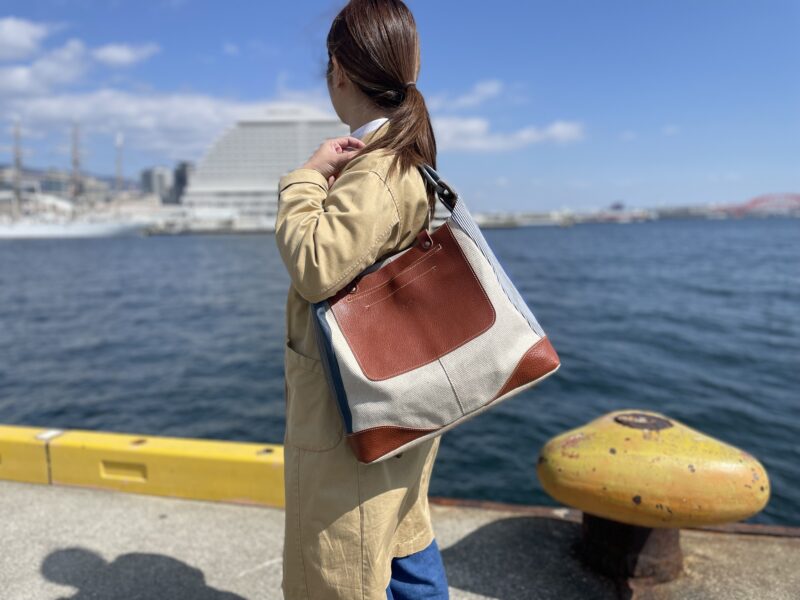 イタリアタンニンレザー×フランスコットン×リネン 4WAY