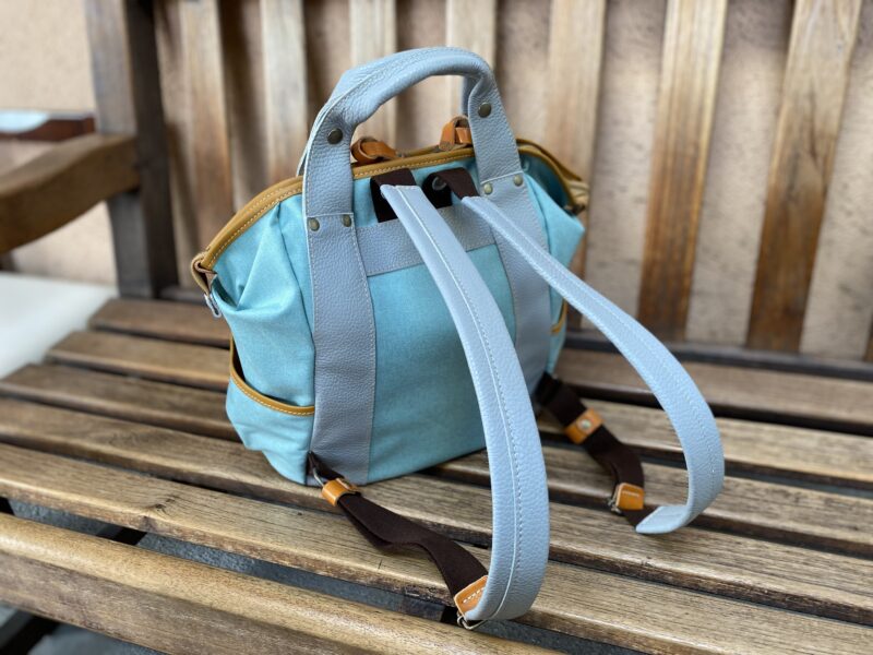 フランスコットン ×ナイロン×イタリアレザー リュック