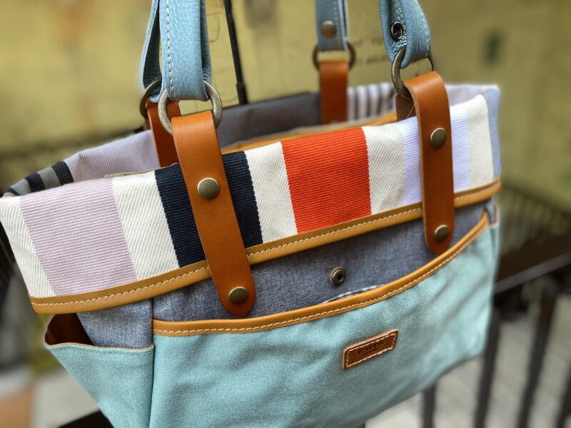 フランス製綿ST × ナイロン × 牛革 トート