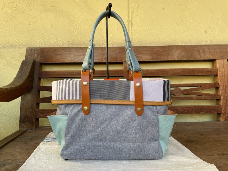 フランス製綿ST × ナイロン × 牛革 トート