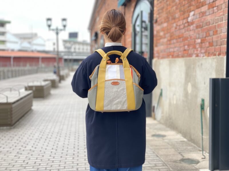 フランスコットン ×ナイロン×イタリアレザー リュック