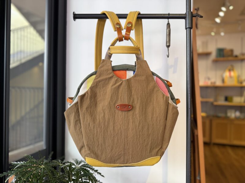 撥水ナイロン x イタリアコーティングレザー リュック＆トート