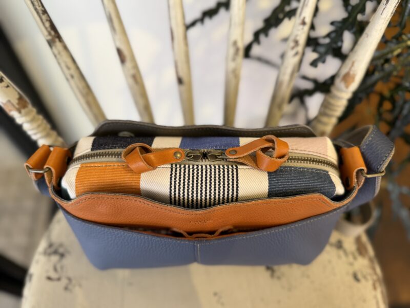 イタリアレザー × フランスコットン ミニショルダー