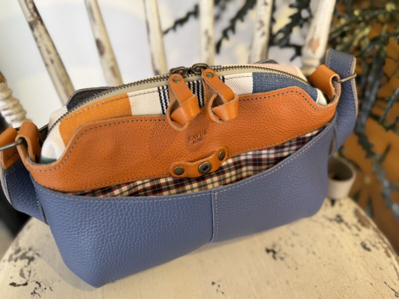 イタリアレザー × フランスコットン ミニショルダー