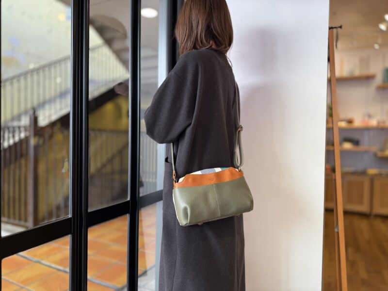 イタリアレザー × フランスコットン ミニショルダー