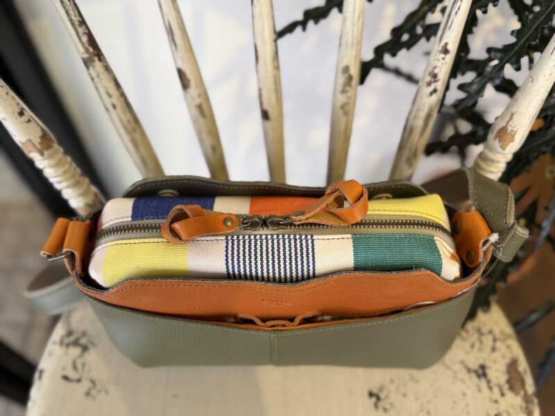 イタリアレザー × フランスコットン ミニショルダー