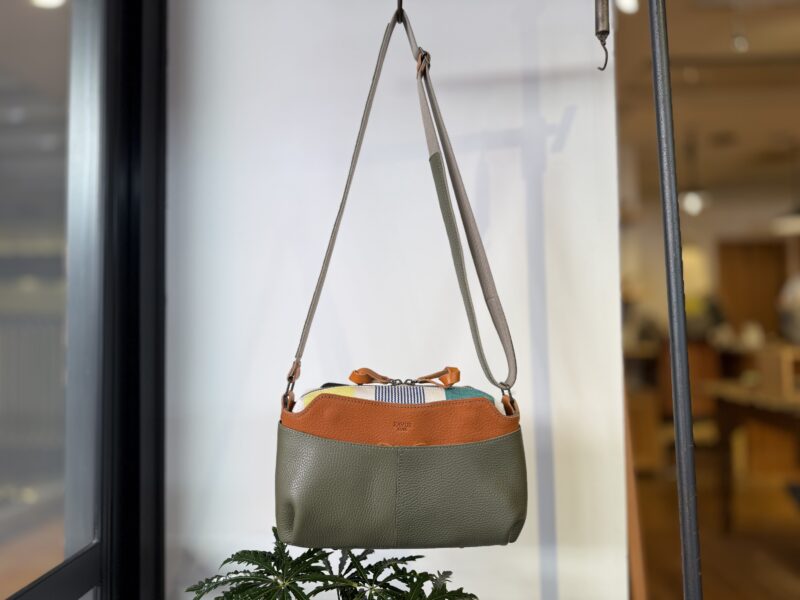 イタリアレザー × フランスコットン ミニショルダー