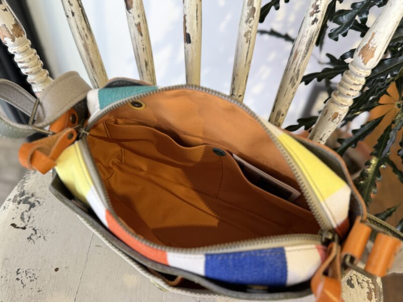 イタリアレザー × フランスコットン ミニショルダー