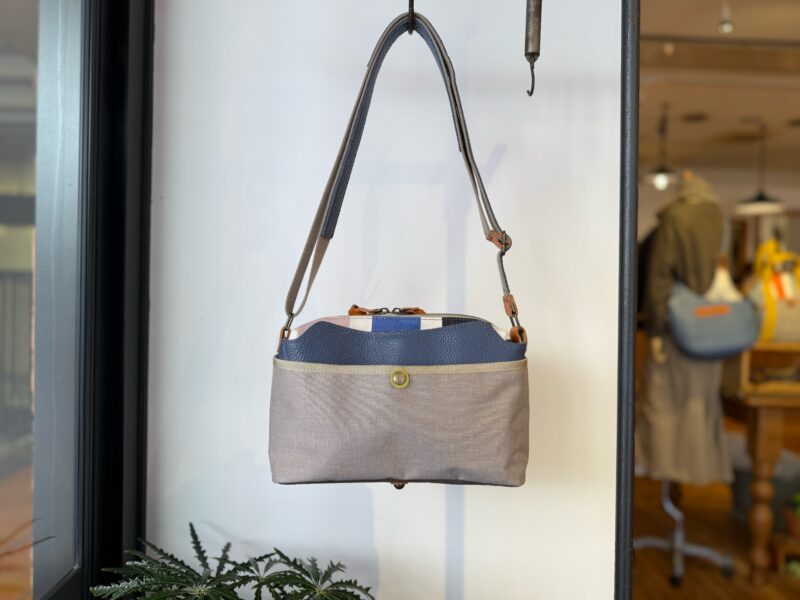 イタリアレザー × フランスコットン ミニショルダー