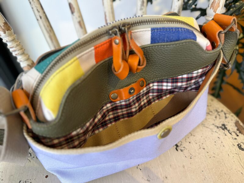 イタリアレザー × フランスコットン ミニショルダー