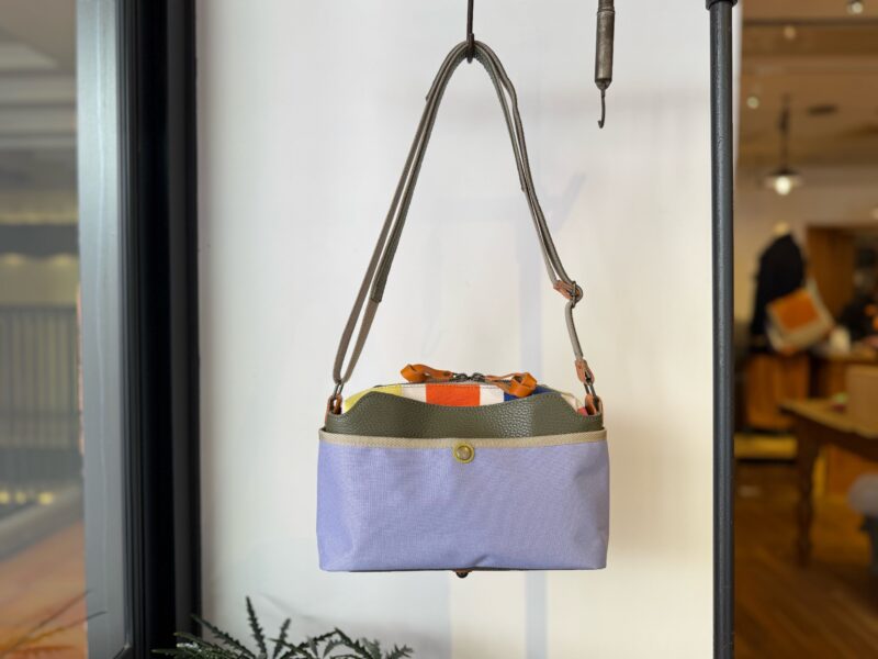 イタリアレザー × フランスコットン ミニショルダー