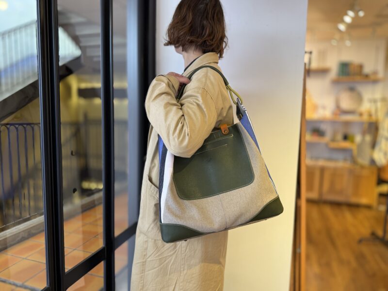 イタリアタンニンレザー×フランスコットン×リネン 4WAY