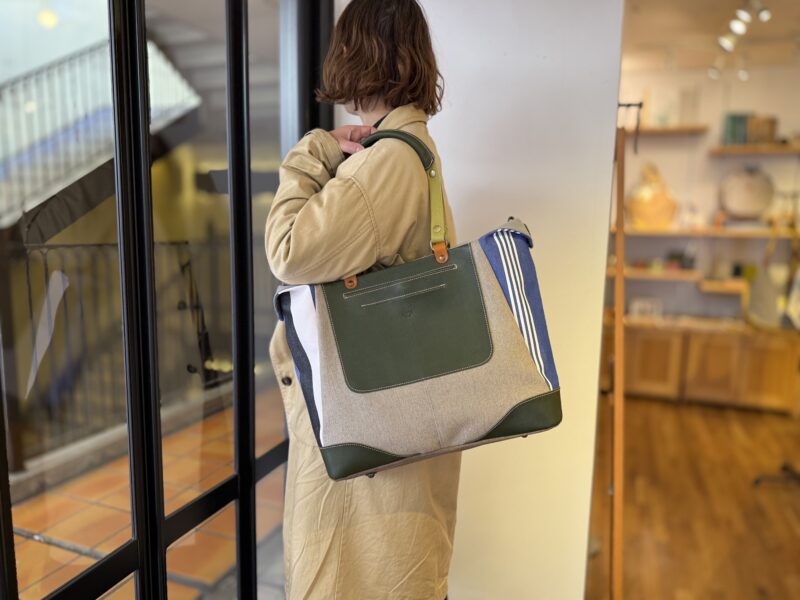 イタリアタンニンレザー×フランスコットン×リネン 4WAY