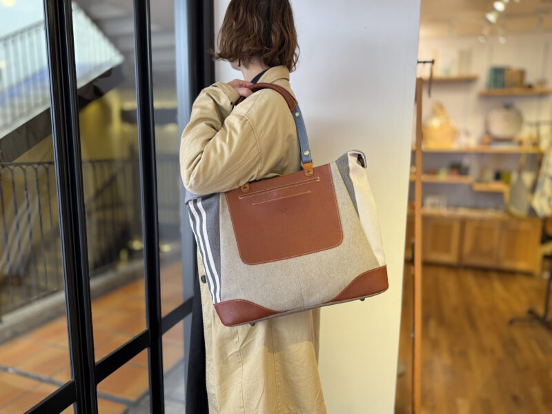 イタリアタンニンレザー×フランスコットン×リネン 4WAY