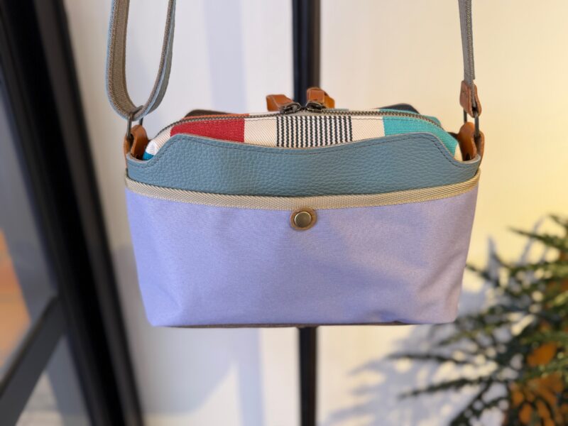 イタリアレザー × フランスコットン ミニショルダー