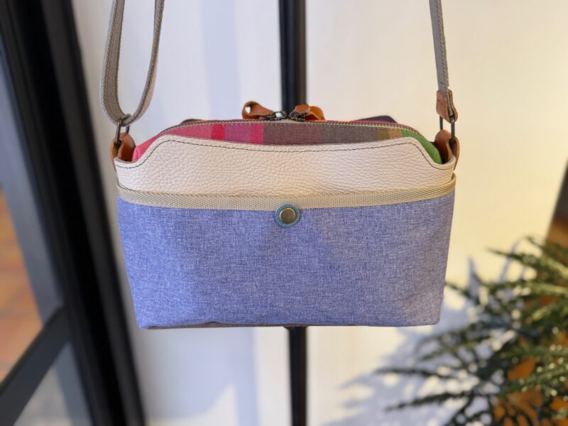 イタリアレザー × フランスコットン ミニショルダー