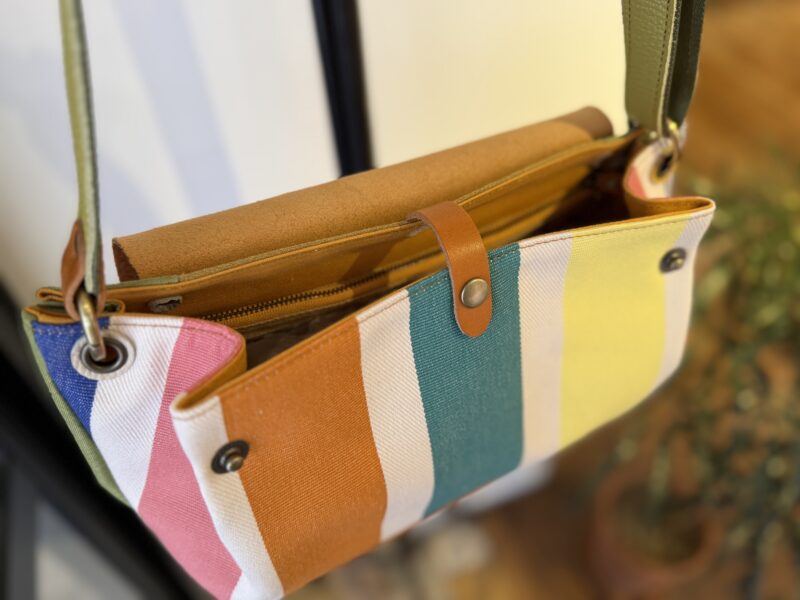 イタリアタンニンレザー x フランスコットン ショルダー