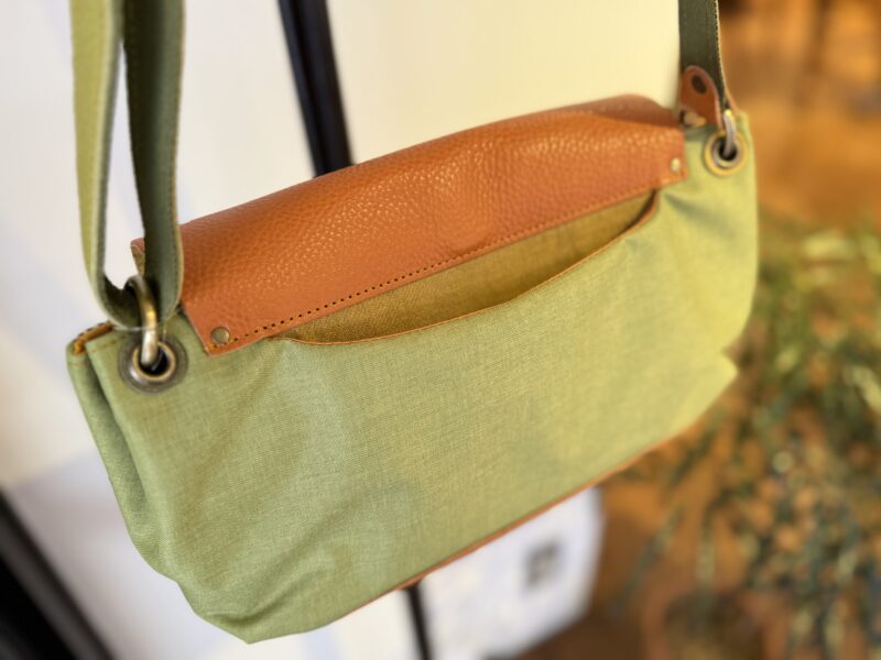 イタリアタンニンレザー x フランスコットン ショルダー