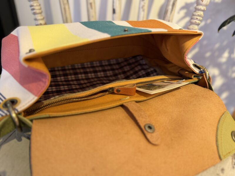 イタリアタンニンレザー x フランスコットン ショルダー