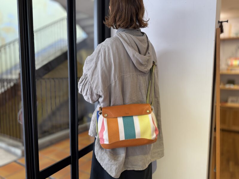 イタリアタンニンレザー x フランスコットン ショルダー