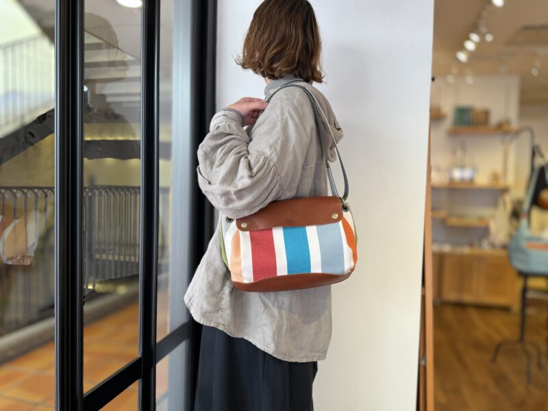 イタリアタンニンレザー x フランスコットン ショルダー