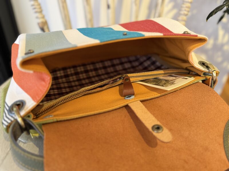 イタリアタンニンレザー x フランスコットン ショルダー