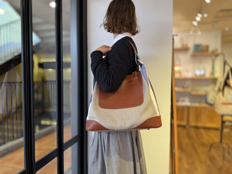 イタリアタンニンレザー×フランスコットン×リネン 4WAY