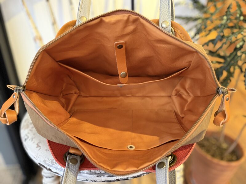 イタリアコーティングレザー x 撥水ナイロン Wフェイストート