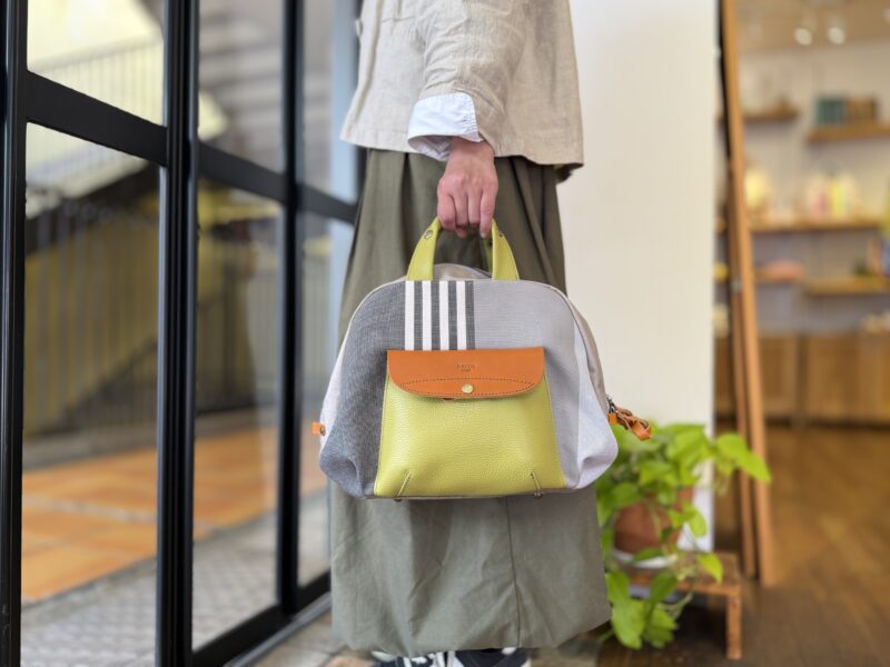 フランス綿ストライプ × ナイロン × レザー リュック&トート