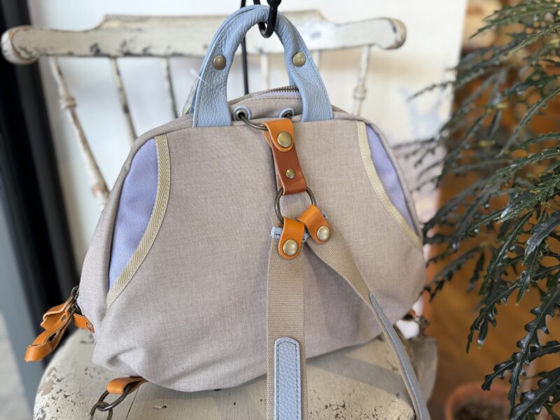 フランス綿ストライプ × ナイロン × レザー リュック&トート