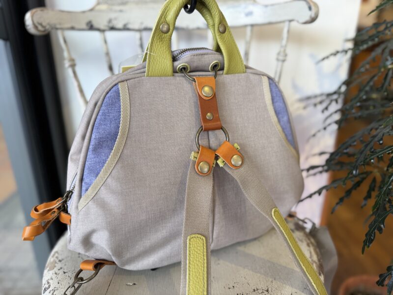フランス綿ストライプ × ナイロン × レザー リュック&トート