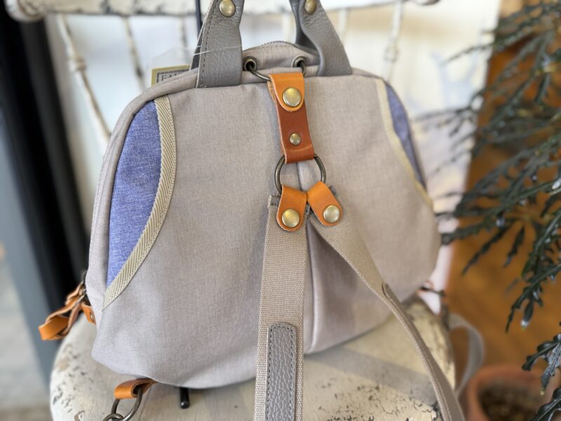 フランス綿ストライプ × ナイロン × レザー リュック&トート