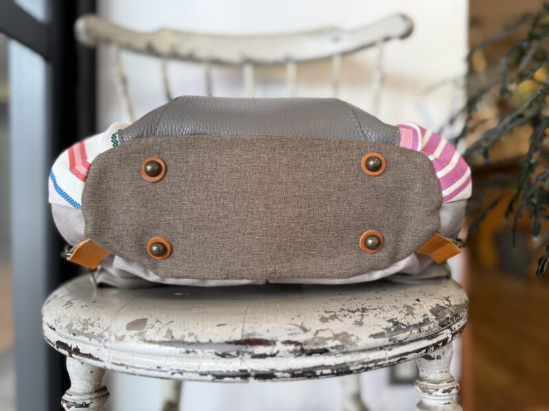 フランス綿ストライプ × ナイロン × レザー リュック&トート