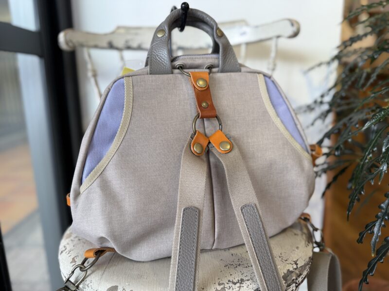 フランス綿ストライプ × ナイロン × レザー リュック&トート