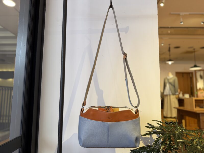 イタリアレザー × フランスコットン ミニショルダー