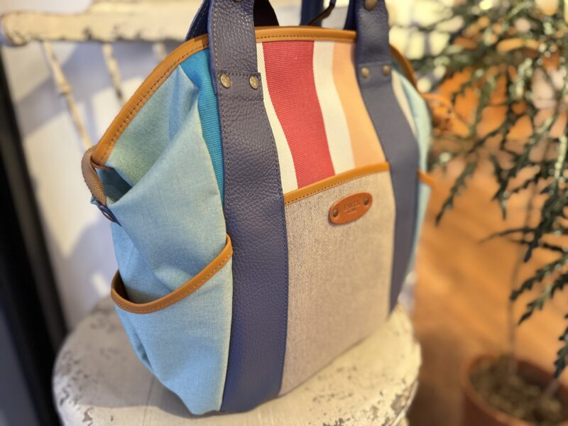 フランスコットン ×ナイロン×イタリアレザー リュック