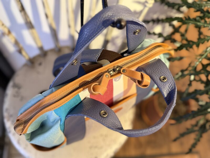 フランスコットン ×ナイロン×イタリアレザー リュック