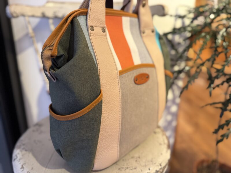 フランスコットン ×ナイロン×イタリアレザー リュック