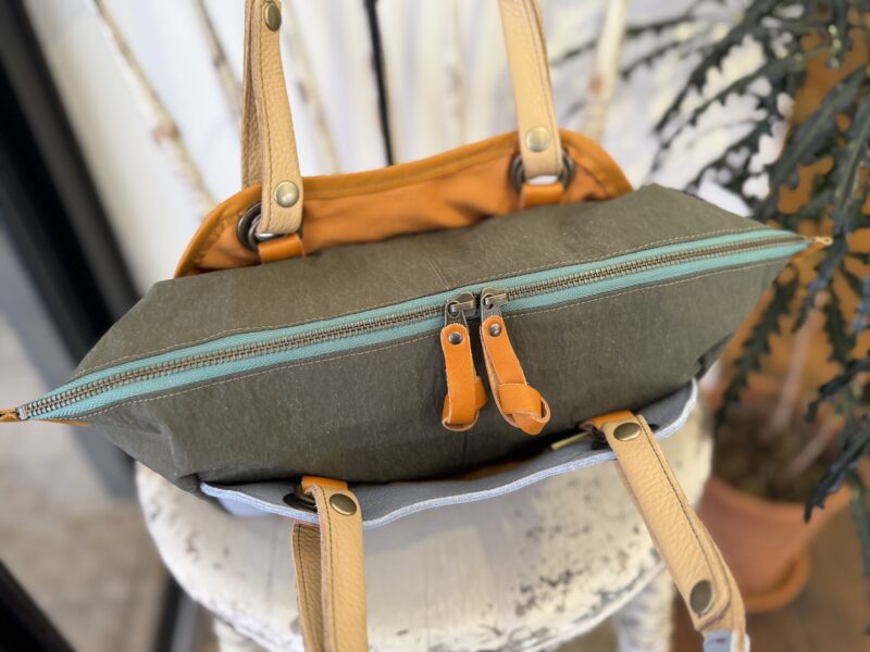 イタリアコーティングレザー x 撥水ナイロン Wフェイストート