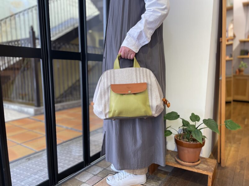 フランス製綿ストライプ × ナイロン × レザー リュック&トート