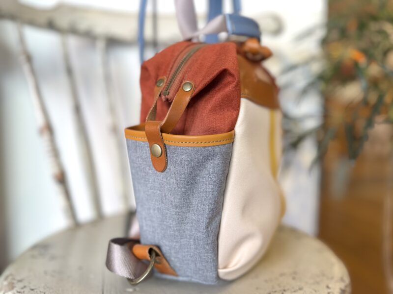 フランスコットンST x ナイロン x レザー ミニリュック