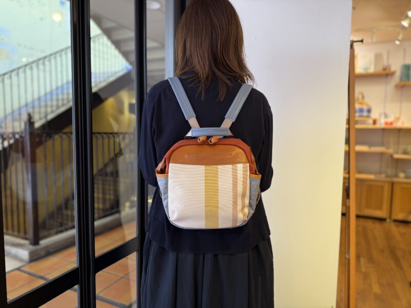 フランスコットンST x ナイロン x レザー ミニリュック