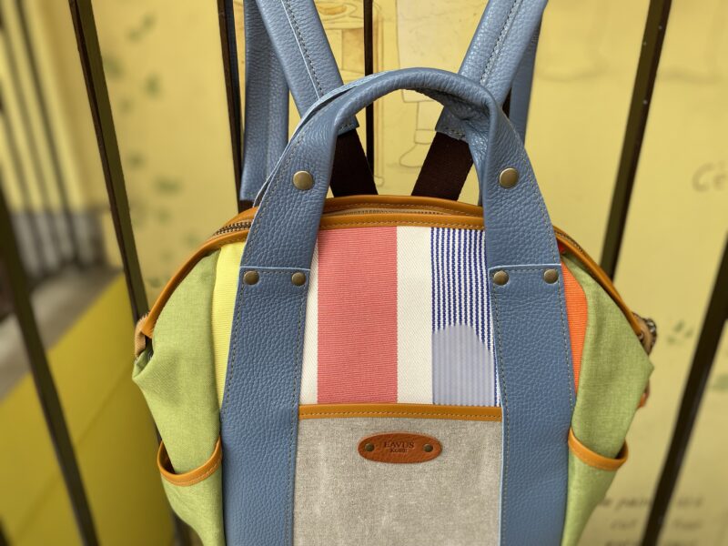 フランスコットン ×ナイロン×イタリアレザー リュック