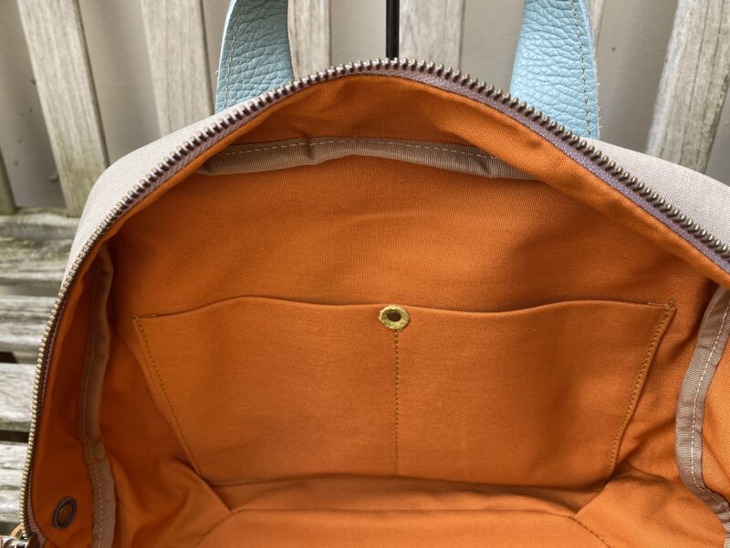 フランス製綿ストライプ × ナイロン × レザー リュック&トート