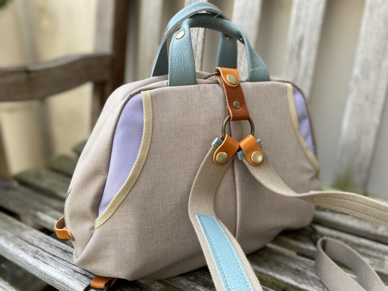 フランス製綿ストライプ × ナイロン × レザー リュック&トート