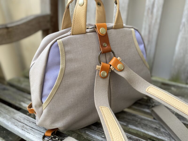 フランス製綿ストライプ × ナイロン × レザー リュック&トート